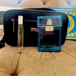 Brand new VERSACE MAN FRAICHE 3PC 3.4 EDT SPR, 10ML MINI SPR, POUCH (M)